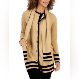 Charter Club Womens Cotton Striped Shawl Neck Cardigan Sweater